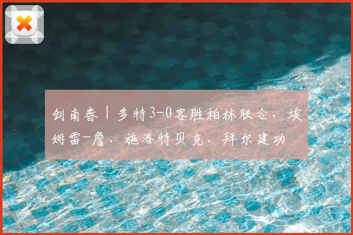剑南春｜多特3-0客胜柏林联合，埃姆雷-詹、施洛特贝克、拜尔建功